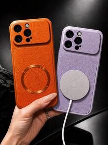 MewTrek Luxury Litchi Texture PU Leather Phone Case, Magnetic Ring Design, Large Camera Cutout, Full Coverage Shockproof Anti-Drop Protective Case Compatible With Iphone, Compatible With Samsung Galaxy Honor, Compatible With Xiaomi Reno MOTO - Orange - View 4
