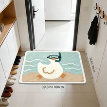 Soft Cute Diving Duck Bathroom Mat | Playful Wave Pattern, All-Season Use, Fresh In Spring/Summer, Cozy In Winter, Fluffy Soft Plush, Comfortable Foot Feel, Faux Cashmere Soft Texture, Non-Slip Bottom, Versatile Soft Door Mat, Makeup Mat, Warm Entryway Mat, Bathroom Bath Mat, Bathtub Mat, Home Bedroom, Bay Window Mat, Bedside Rug, Washing Machine Mat, Machine Washable. Note: Creases May Occur During Packaging And Shipping, The Product Is Printed With A White Bottom, Short Plush, Please Consider Carefully Before Purchasing. - Duck - View 14