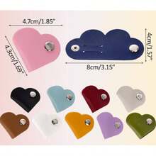 1pc Mixed Color Heart-Shaped Data Cable Storage Box, Earphone Cable Winder Storage Box, PU Leather Cable Organizer, Unisex Gift, Anti-Loss Cable Winder, Bohemian Style, Recommended 1-2 Cables Per Box - Multicolor - View 4