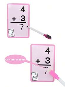 1/4 Set Math Flashcards, 36 Cards/Set, Includes Addition, Subtraction, Multiplication, Division, Rounded Corners, Reusable Learning Cards, Erasable, Multicolor, Portable, Suitable For Addition, Subtraction, Multiplication, Division Practice, Math Games, Teaching Aid, Back To School Stationery, Teacher Gift - Multi-color - View 8