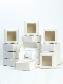 5/10/30pcs White Small Gift Boxes With Transparent Display Window, Suitable For Jewelry, Soap, Candy Packaging, Handmade Paper Boxes, Decorative Flat Gift Boxes, Can Be Used For Gifts, Handicrafts, Wedding Parties And Bridal Showers - White - View 1