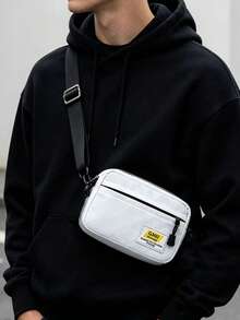 Men Mini Nylon Crossbody Bag Lightweight Shoulder Purse Casual Daily Travel Phone Pouch With Adjustable Strap - White - View 6