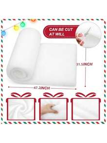 1pc White Christmas Snow Blanket 31.5*47.2 Inches, Artificial Snow Blanket, White Soft Fluffy Faux Snow Cover Cloth For Christmas Decoration, Cuttable And Patchable, Suitable For Creating Winter Wonderland Village Craft Background - White - View 5