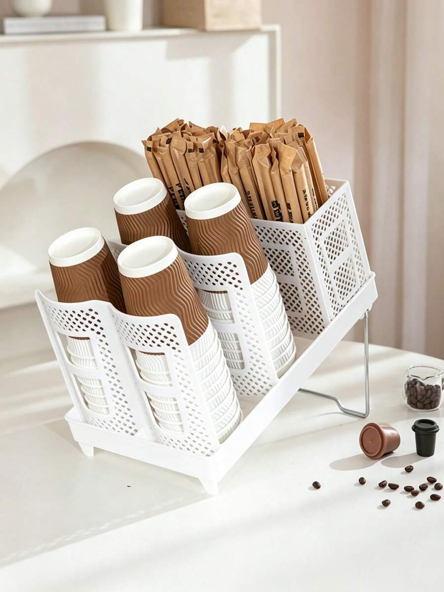 Paper Cup Holder Milk Tea Shop Cup Storage Dispenser Desktop Disposable Coffee Cup Rack - Multicolor - View 1