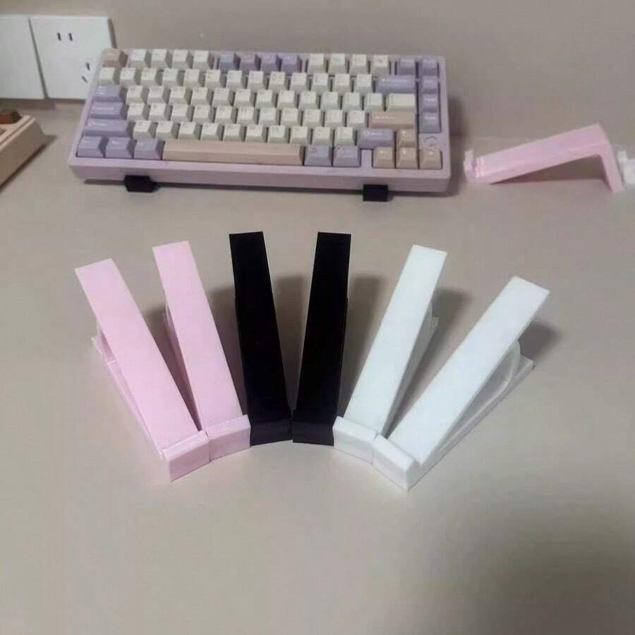 Desktop Keyboard Lift Stand, Black, White, Pink 3 Colors Optional, Ergonomic Tilted Design, Reduces Wrist Pressure During Long Typing, Compatible With Most Keyboards, Practical Desktop Tool For Office And Gaming - Riser - View 1
