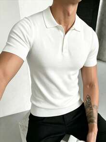 ZYNTH BALENO Men's Summer Fashion Short Sleeve Polo Sweater, Suitable For Fitness, Cycling, Running Sports, White - White - View 5