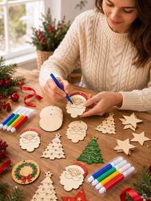 12-Piece Set / Christmas-Themed Blank Model Ornaments, 4 Styles For Winter Parties, Perfect For Christmas Parties And Christmas Tree Decorations - Multicolor - View 8