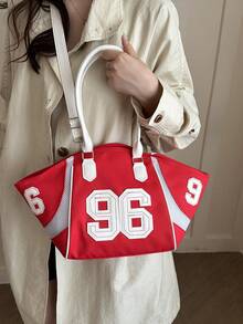 Large Capacity Tote Bag, Fashionable Versatile Commuter Shopping Shoulder Underarm Bag - Red - View 7