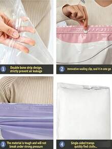 1/2/6pcs Vacuum Storage Bags, Large Cube Vacuum Seal Bags, High Capacity Compression Storage Bags, Suitable For Blankets, Bedding, No Pump Required, Press To Seal, Durable Thickened, Save 75% Space, Suitable For Oversized Clothes, Down Comforters, Quilts - Multicolor - View 8