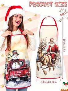 1/2/4pcs Christmas Apron, Christmas Party, Suitable For Kitchen Cooking, Festivals And Parties. It's Also A Great Gift To Give To Friends. - Multicolor - View 3