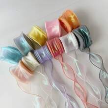 9m Fish Tail Organza Ribbon Reflective Iridescent Wavy Edge Ribbon For Gift Wrapping DIY Bows Bouquet Ribbon - A - View 3