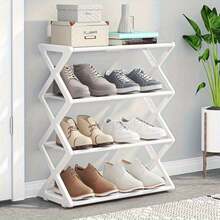 1pc 4-Tier X-Shaped Dust-Proof Shoe Rack - Foldable Space-Saving Shoe Cabinet, Steel Tube Shoe Rack, Easy To Assemble, Tool-Free Assembly, Suitable For Home, Dorm, Porch, Office, Dust-Proof Design, Suitable For Entrance, Hallway - Multicolor - View 3