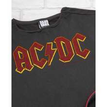 Amplified Womens/Ladies AC/DC Logo Cropped T-Shirt - Charcoal - View 3
