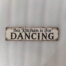 1pc Wooden Rustic Style Wall Plaque, Text "This Kitchen Was Made For Dancing" - Vintage Farmhouse Decor, Distressed Edges, Suitable For Kitchen, Dining Room, Entryway, Kitchen Wall Art, Entrance Decor - Multicolor - View 6