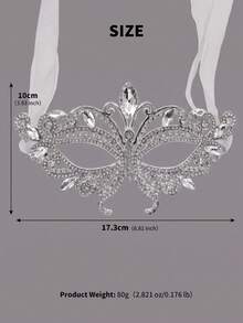 European & American Vintage Gothic Hollow Butterfly Mask, Halloween Party Sparkling Rhinestone Half Face Eye Mask, Alloy Ribbon Ball Mask Face Accessory - Multicolor - View 15