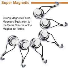 6pcs Magnetic Hooks Heavy Duty Rotating No-Drill Mount Door Kitchen Refrigerator Metal Neodymium Strong Adhesive Wall Hanging Organizer Storage Solution Ideal For Home Office Garage Closet Bedroom Bathroom Pantry Organization - View 4