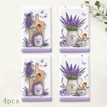 2/4/6/8PCS Lavender Kitchen Towels Set, Vintage French Provence Floral Print Dish Towels,Soft Absorbent Hand Towels With Purple Lavender Flower Design, Farmhouse KitchenDecor, Tea Towels For Home, Holiday Gift - Multicolor - View 16