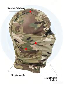 1pc Unisex Camouflage Ski Balaclava Face Mask, Solid Color Balaclava Headwear, Suitable For Daily Use, Outdoor Travel, Hiking, Climbing, Skiing, Cycling - Green Camouflage - View 5