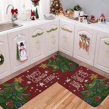 1/2/3pcs Christmas Theme Kitchen Rug, Flannel Kitchen Mat, Soft Comfortable Absorbent Non-Slip Machine Washable With Backing, Suitable For Multiple Scenes: Entryway, Living Room, Bedroom, Kitchen, Dining Room, Bathroom, Laundry Room, Hallway, Christmas Holiday Home Decor - Multicolor - View 7