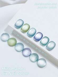 XEIJAYI 15ml 6色薄荷曼波貓眼半永久美甲凝膠指甲油，浸泡式 UV LED 美甲沙龍 DIY 凝膠指甲油 - 彩色 - 查看 4
