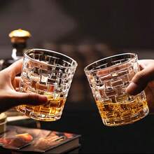 6-Piece Minimalist Transparent Glass Water Cup Set, Suitable For Home Use, Coffee Cups, Juice Cups, Whiskey Cups, Straight-Sided Textured Beverage Cups, Multiple Sizes Available, Party Table Cups. - SK002-2 (285ml) - View 4