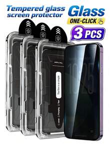 Navigator 3pcs Auto-Alignment Black Anti-Dust Privacy Tempered Glass Screen Protector Film, Scratch-Resistant, Shockproof, Anti-Fingerprint, Dust-Proof, Water-Repellent, Easy Installation, Beginner Friendly, Bubble-Free, Privacy Protection, Compatible With IPhone Duo/18 Pro Max/18 Pro/18/17e/17 Pro Max/17 Pro/17 Air/17/16 Pro Max/16 Pro/16 Plus/16/15 Pro Max/15/14/13 And Other Models. - Black - View 32