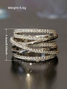 1pc Exquisite Cubic Zirconia Ring Women Wedding Engagement Party Jewelry Valentine's Day Gift - 1# - View 6