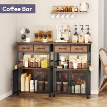 Coffee Bar Cabinet With Drawer - Coffee Stand Station With Removable Hooks, Buffet Cabinet Coffee Maker Or Microwave, Kitchen Bar Table Storage Organizer (Espresso, 20.47" X 13.78"X31. 3") - Espresso - View 4