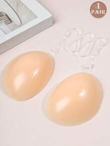 1pc Seamless Cup Bra, (Includes 20pcs Floral Nipple Covers) Off-Shoulder Exposed Cup Design, Transparent Adjustable Straps, Invisible Lingerie, Self-Adhesive Top, Sleeveless Backless Design, Lightweight Invisible, Smooth Touch, Daily Essential - Multi-color - View 2