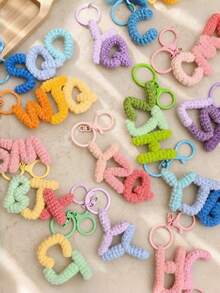 Personalized Crochet Name Keychain, Customized Name Tag Bag Charm, Back To School Backpack Gift, Handmade Yarn Ornament, Mom Memorial Gift - Multicolor - View 2