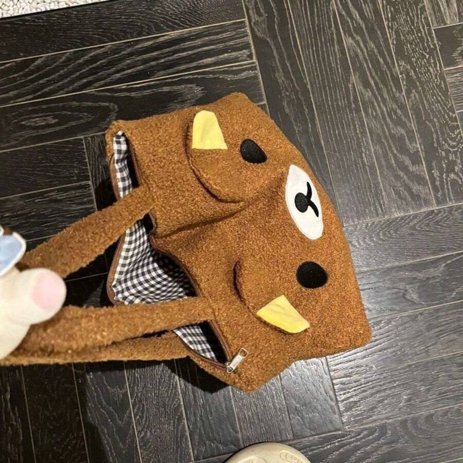 Rilakkuma Autumn/Winter Lamb Wool Easy Bear Large Capacity One Shoulder Tote Bag Cute Commuter Bag School Hot Item - Multi-color - View 1