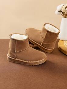 Sepatu Bot Salju Bayi dengan Lapisan Termal, Sepatu Bot Bulu Sol Lembut yang Hangat dan Nyaman untuk Anak Perempuan dan Balita - Coklat - View 2