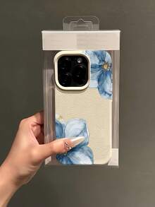 1件 白色斜紋金鑲藍花極簡個性化 TPU 防震全包手機殼，適用於 Apple 18 17 16 15 14 13 12 11 Pro Max Air 及系列 - 彩色 - 查看 4