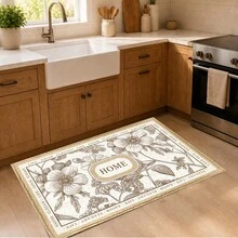 1pc, HOME Floral Vintage Pattern Printed Faux Cashmere Kitchen Mat, Absorbent Kitchen Floor Mat, Kitchen Carpet, Long Runner Mat, Sink Front Mat, Suitable For Kitchen, Bathroom, Entryway, Hallway, Laundry Room And Home Decor - Multicolor - View 4