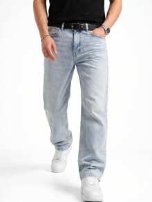 Men's Classic Relaxed Baggy Pants - Baby Blue - View 3