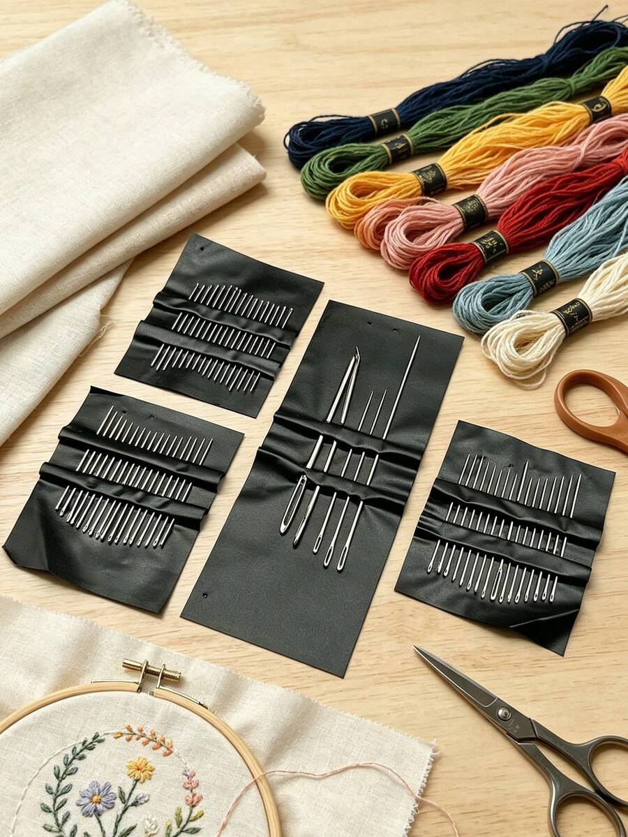 55pcs Stainless Steel Hand Sewing Needle Set, Multi-Size Large Eye Embroidery Needles, Cross Stitch Needles, Ribbon Embroidery Needles Combination, Polished Smooth Needle Body, Suitable For Sewing Beginners, Embroidery Enthusiasts, Cross Stitch Players, Ribbon Embroidery Crafters, Home Mending Users, Handmade Classroom Teaching, DIY Gift Makers - Hand Sewing Needle - View 1