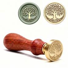 1 Set Tree Of Life Pattern Wax Seal Stamp With Wooden Handle + 2.5cm Stamp Head, Suitable For Wedding And Personalized Gifts, Envelope Sealing, Gift Packaging, Personalized Wax Seal For Invitations - Stamp + Handle - View 6