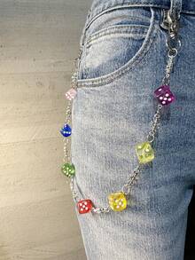 2026 Lucky Colorful Dice Waist Chain Fashion Unisex Luxury Accessory Hip-Hop Keychain, Minimalist Versatile [Random Color Order Shipment] - Multicolor - View 4