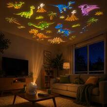 LED Dynamic Dinosaur Projection Light, USB Plug-In Night Light, 360° Adjustable Angle, Whole Room Dinosaur Projection Light, Suitable For Living Room, Party Decoration, Birthday Gift, Christmas Decoration Light - White - View 3