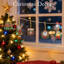 15PC Christmas Element Diamond Painting Set, Adult Double-Sided Diamond Art Hanging Decor Set With Rope, DIY Home Decor Party Handmade Gift - View 4