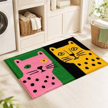 1pc Polka Dot Leopard Contrast Color Artistic Pattern Printed Faux Cashmere Kitchen Mat, Absorbent Kitchen Floor Mat, Kitchen Rug, Long Strip Foot Mat, Sink Front Mat, Suitable For Kitchen, Bathroom, Entryway, Hallway, Laundry Room And Home Decor - Multicolor - View 7