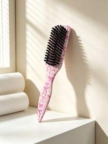 1pc Slick Back Hair Brush,Pink Bow Pattern ,Smoothing Brush For Smooth Flyaways, Frizz, Sleek Ponytail, Buns And Edge Hair Control, Teasing Gel Comb Styling Accessories For Women - Multicolor - View 3