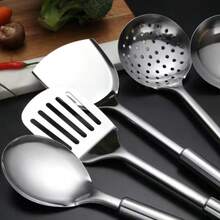 5pcs Stainless Steel Spatula, Soup Ladle, Strainer, Stir-Fry Spoon Set, Cooking Utensils Set, Suitable For Home Stir-Frying, Soup Making, Noodle Scooping, Frying, Cooking, Kitchen Cooking, For Housewives, Cooking Enthusiasts, Renters, Kitchen Cookware, Thickened Stainless Steel Long Handle, Heat-Resistant, Easy To Clean, Durable, Thanksgiving, Christmas, Family Gathering Kitchen Utensils - Multicolor - View 7