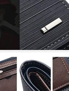 1 hộp quà ví nam gấp ba, da nhân tạo vân sọc thiết kế siêu mỏng, nhiều ngăn thẻ, dung tích lớn, ví dùng hàng ngày - Nhiều màu - Xem 6