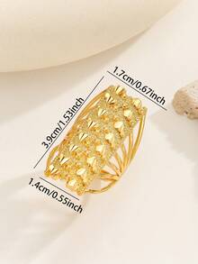 1pc Fashionable Personalized Heart Ring, Suitable For Women's Daily Commute Wear, Holiday Party Gift - Gold - View 2