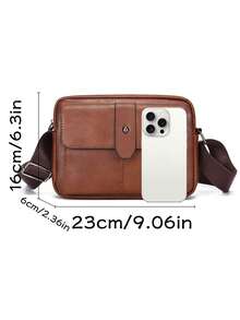 1pc Men's PU Crossbody Bag, Vintage Style Personal Item Storage Bag, Travel & Commute, Perfect Gift For Boyfriend - Crossbody Bag - View 3