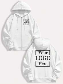 Personalized Custom Women's Autumn/Winter Hooded Jacket, Customizable Text, Images, LOGO And Photos (Family/Landscape/Pet/Friend/Pattern), Suitable For Party And Halloween/Valentine's Day/Christmas/Holiday Gifts, Design Your Own Apparel, Give Her A Unique Gift - White - View 2