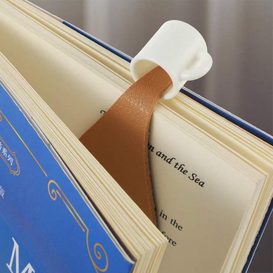 PU Leather Coffee Cup Bookmark, Creative Humorous Bookmark, Gift For Readers, Fun