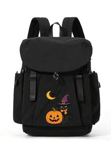 myco bags Unisex Portable Backpack, Halloween Pattern, Durable Polyester, Sturdy Zipper, Adjustable Shoulder Straps, 2D Print, Essential For Outings, Fashionable Student School Bag | Spacious And Convenient, New Back-To-School Bag, Suitable For Commuting, Travel, Casual, College Daily Wear - Multicolor - View 12