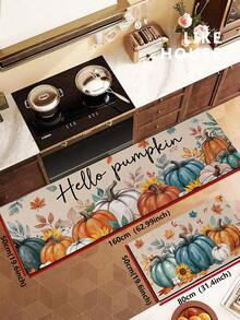 1/2pcs Thanksgiving Pumpkin Pattern, Vintage Diatomaceous Earth Mat, Super Absorbent, Non-Slip, Perfect For Bathroom, Kitchen And Dining Room, Quick Drying, Perfect Gift For Home Decor And Bathroom Mat, Thanksgiving Holiday Gift! - Multicolor - View 16
